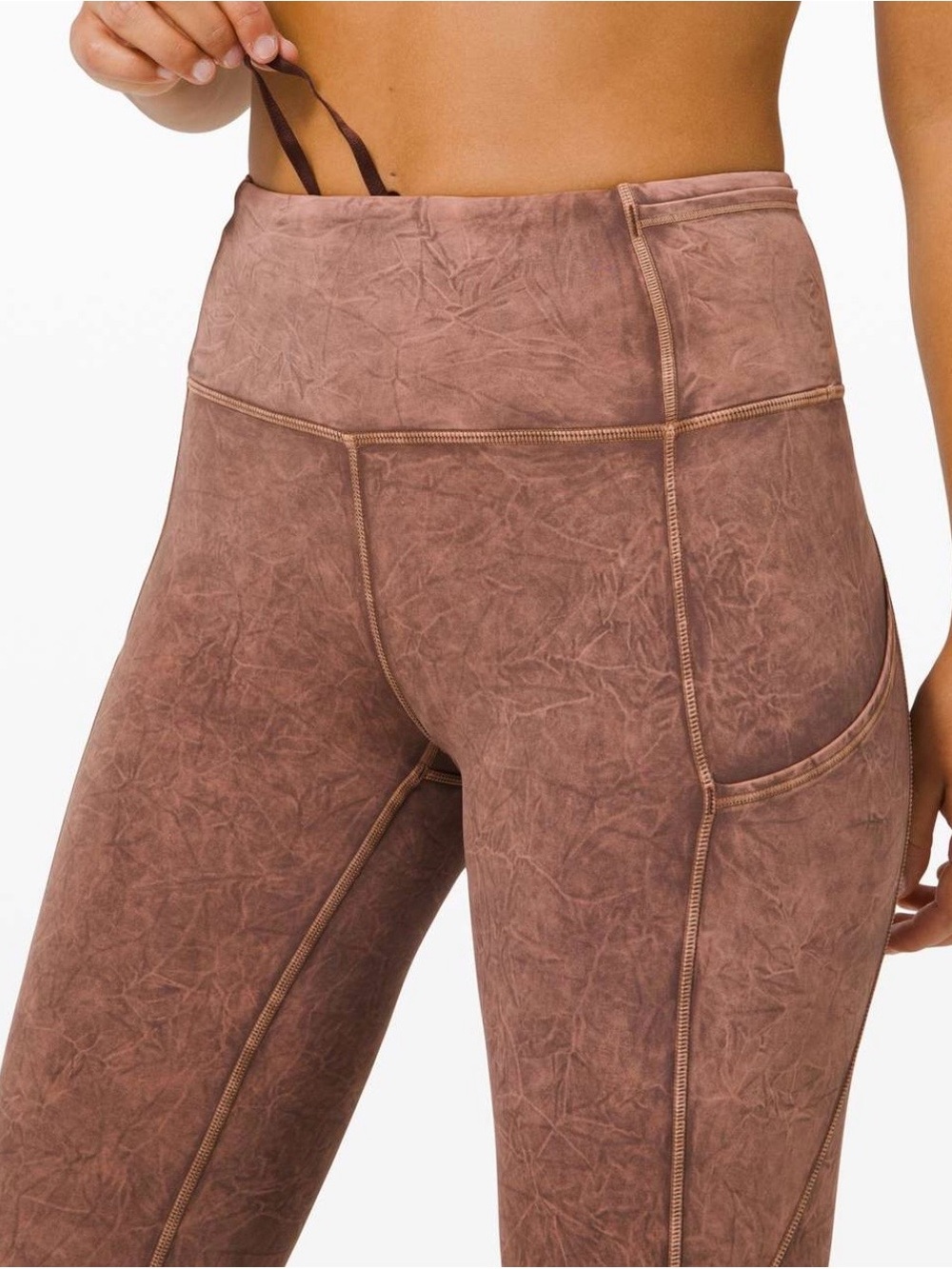 lululemon athletica brown leggings with contrast seams